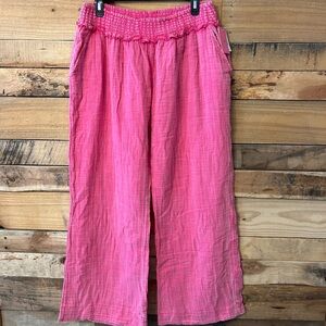 Bright Pink Smocked Waist Wide-Leg Pants Sz M NWT